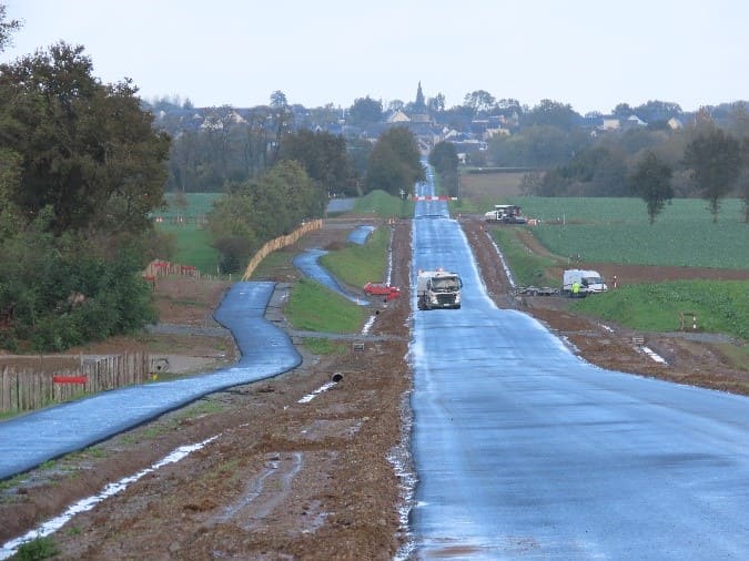 Photo de la route départementale 1 durant les travaux